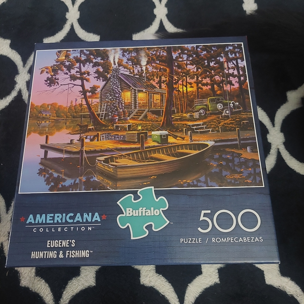 Never opened Americana puzzle 500‎ piece Eugene's hunting & fishing